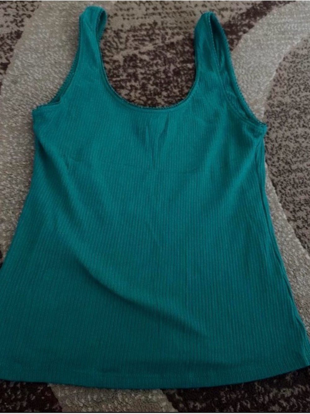 Ambiance Green Ribbed Scoop Tank Top